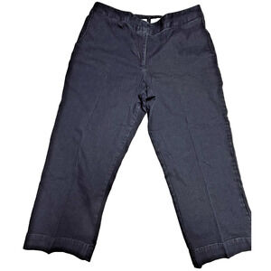 J Jill 16 Dark Blue Wide Leg Cropped Pants Genuine Fit at Waist 24" Inseam NWT